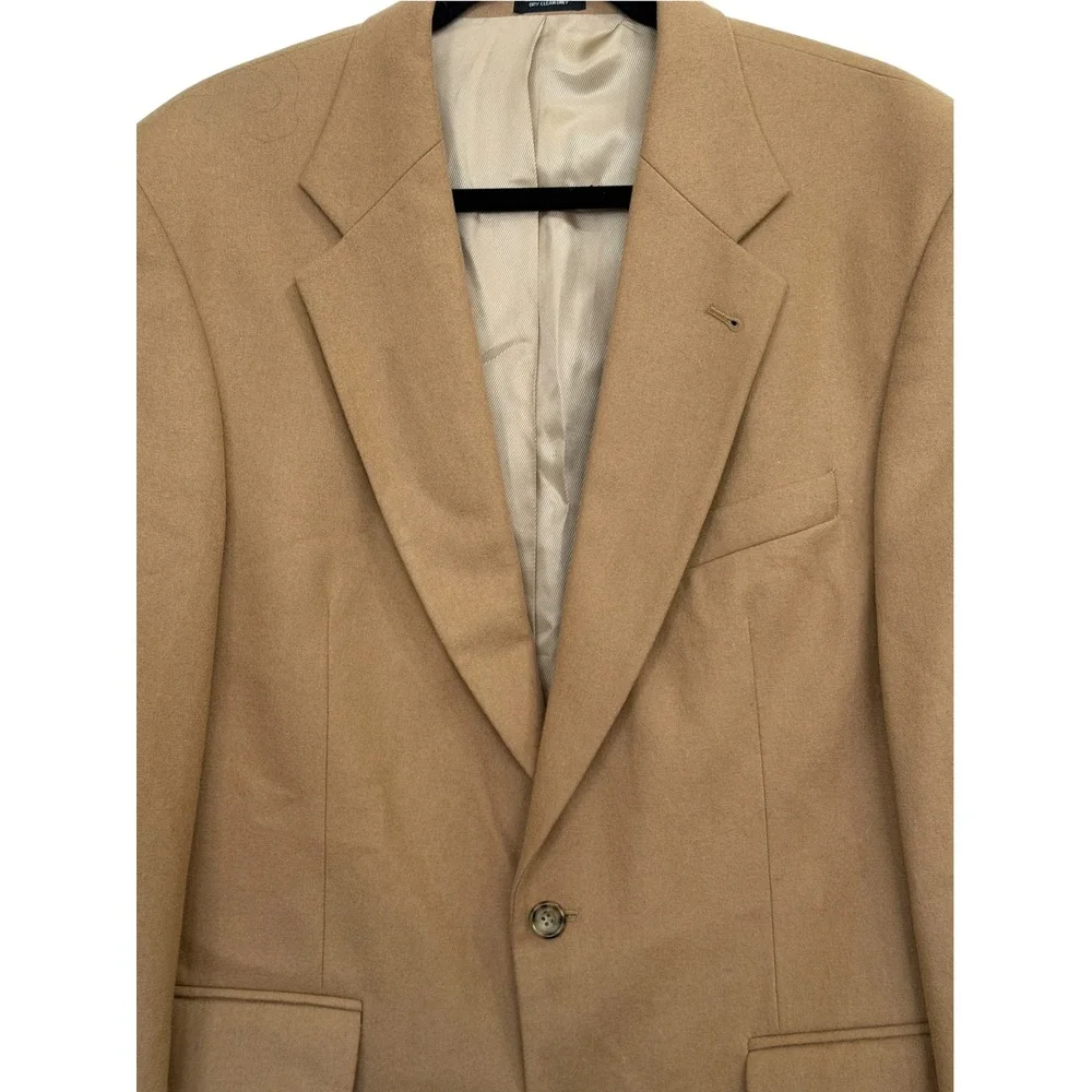 Oscar de la Renta Mens Blazer 42R Camel Tan Wool Cashmere Blend Sport Coat